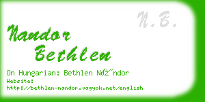 nandor bethlen business card